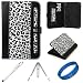 Dauphine Edition White Leopard Executive Leather Folio Case Cover for Amazon Kindle Fire 7-inch Multi Touch Screen Tablet - 8GB Android Wireless (Wifi) Tablet + Executive White Stylus Pen with Laser Pointer and LED Light + Silver Butterfly Tablet Stand + SumacLife TM Wisdom Courage Wristband