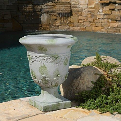 Fiberstone Christopher Knight Home Moroccan 20-inch Grey with Green Moss Urn Planter