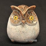 Granite Horned Owl 3.75in Tall Red