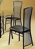 Set of 2 Glossy Black Italian Style High Back Dining Chairs
