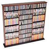 Prepac Triple Width CD DVD Wall Storage Media Tower in Cherry and Black