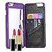 For Apple iPhone 6 6s 4.7'' Case, FLOVEME [Slim Fit] [Make Up Hidden Mirror] Luxury Beauty Girly Wallet Card Slots Holder [Kickstand Feature] Hard PC Back Protection Cover, Purple