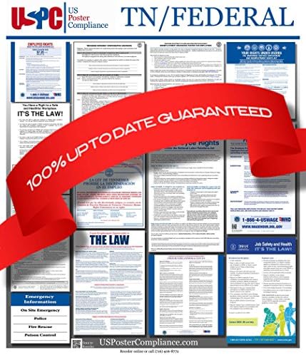2016 Tennessee TN State and Federal all in one Labor Law Poster for Workplace Compliance GREEN