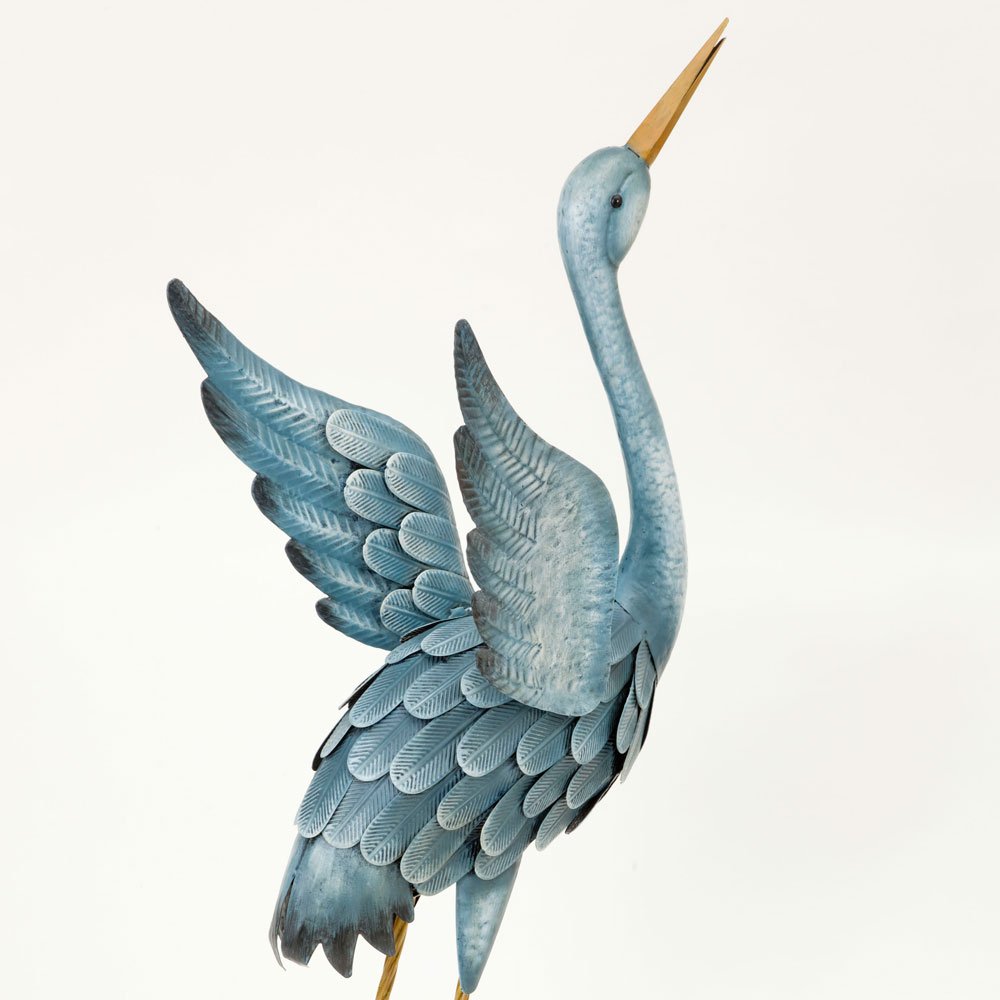 Bits and Pieces Japanese Blue Heron Metal Garden Sculpture Set Two