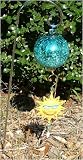Outdoor Living : Aqua Blue Hand Blown Glass Suncatcher Gazing Globe with Shepherds Hook