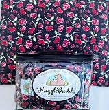 'NUGGLEBUDDY Microwaveable Moist Heat & Aromatherapy Organic Rice Pack for Cold Winter Nights! Great Gift Idea! Hearts & Red Roses on Black Background with LAVENDER & LEMONGRASS Aromatherapy.