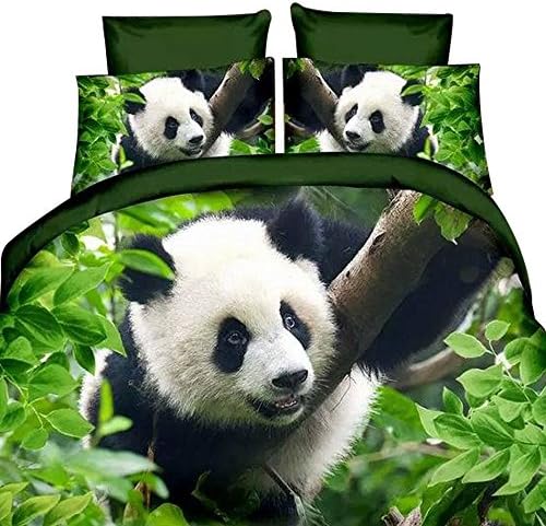 Octoberlsy 100% Polyester 3D Panda Printed 4 PCS Queen\King Size Comforter Sheet Sets for Girl/Boy(09)