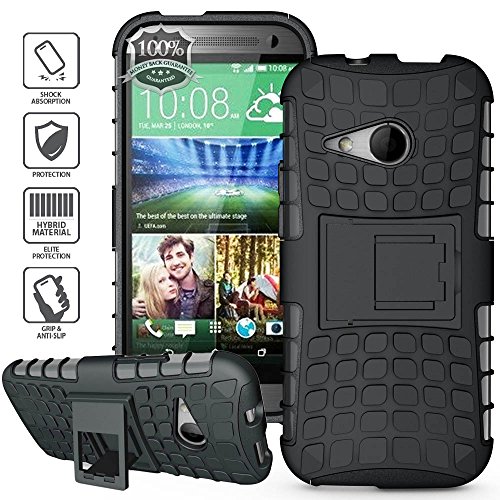 ElBolt Armor Gel, Grenade Stand Hard Case with Stylus Pen and Screen Protector for HTC One Mini 2 / HTC One Remix / HTC M8 Mini - Black