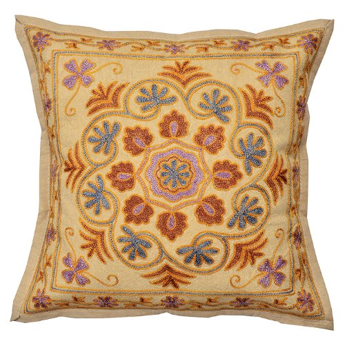 Imagen 2 de Cubierta india Cojín Hecho a mano adornado con bordado de Trabajo Tamaño 16 x 16 pulgadas Juego de 5 piezas