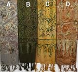 10" X 66" Rayon Floral Scarves - 3 Batiks