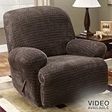 Sure Fit Stretch Royal Diamond 1-Piece Sofa Recliner Cover, 77-Inch, Cream