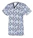 G Med Women's Printed Mock Wrap Back Tie 2 Pockets Scrub Top