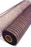 Deco Mesh roll, 20" x 10 Yards, Purple with metallic gold stripe