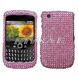 Sparkling Light Pink Solid Color Premium Luxury Rhinestones Full Diamond Bling Blackberry 8520 Curve / Gemini Snap on Cell Phone Case