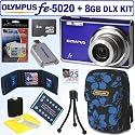 Olympus FE-5020 12MP Digital Camera (Royal Blue) + 8GB Deluxe Accessory Kit