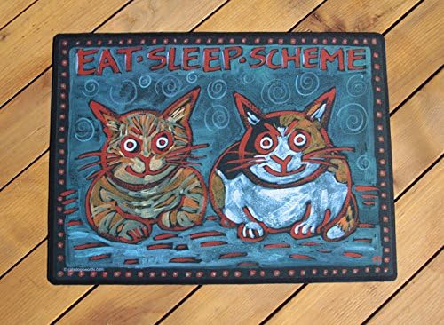 Cat Bowl Mat Placemat "Eat Sleep Scheme" washable durable non-toxic