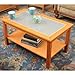 Bay Shore Collection Coffee Table with Glass Insert Top and Lower Shelf, Honey Maple