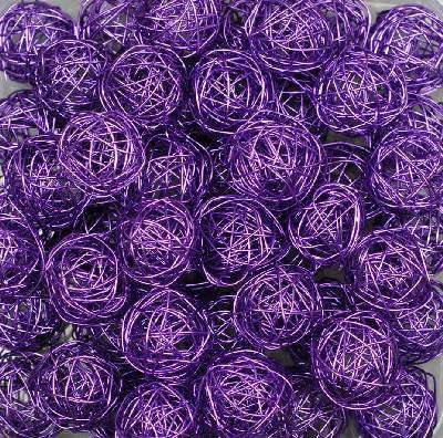 Drahtbälle, Drahtkugeln. Ca 30 mm. 10 Stück. Farbe:Lila VIOLETT