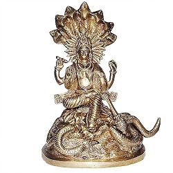 Vishnu Statue Hindu Religious Brass Figurines 8 x 5.25 x 3.75 inches