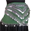 Belly Dance Coin Hip Scarf, Wide V Rectangle, Georgette Fashion Colors Available