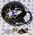 Ray Lewis Autographed/Hand Signed Baltimore Ravens Full Size Deluxe Replica Football Helmet with SB