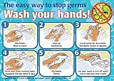 Hand Washing Sign: Mirror Cling 5-Pack (English/Spanish) 5" x 7" T001