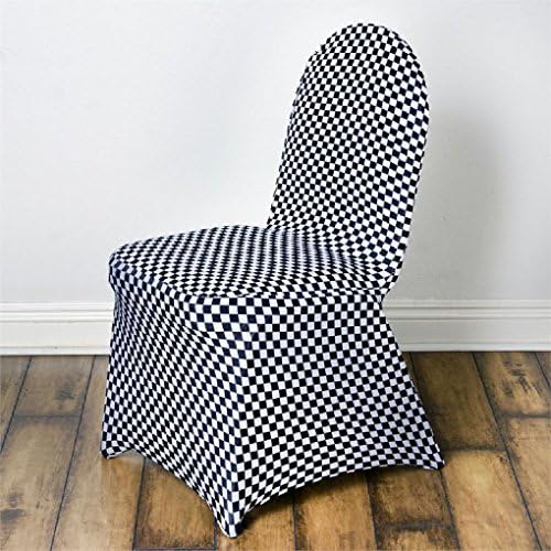 Uwant Checkered Spandex Chair Cover - White / Black