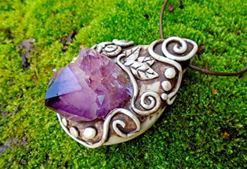 Ametrine Spirit Quartz Necklace Gemstone Clay Pendant Hippie Boho Spiritual Crystals Amethyst