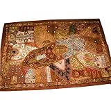 Brown Zardozi Beaded Sari Tapestry 60x40