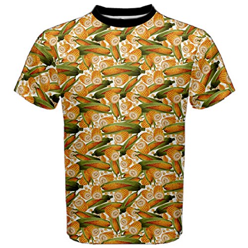 CowCow Mens Colorful Vegetable Organic Food Yellow Corn Stalk Pattern Sport Mesh Tee