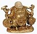 Porcelain Gilt Buddha with Lute & Bag on Ru Yi