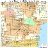 Street & Road Map of Miami Shores, Florida FL - Printed poster size wall atlas of your home town