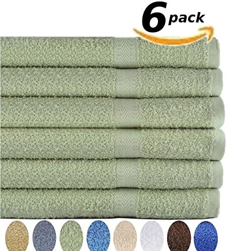 Sage Green 6 Cotton Bath Towels 27 X 54 Soft and Absorbent - Wholesale Lot