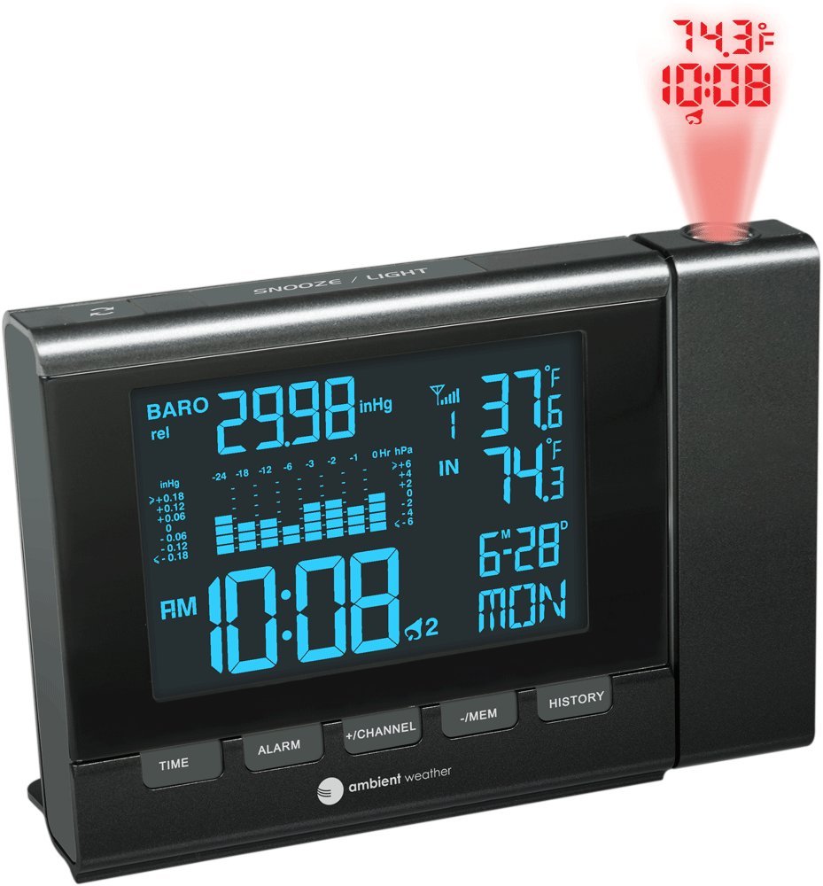 Ambient Weather WS-8400 Projection Clock with Indoor and Outdoor