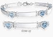 Ladies Aquamarine Sterling Silver Gem Heart Bracelet