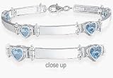 Ladies Aquamarine Sterling Silver Gem Heart Bracelet