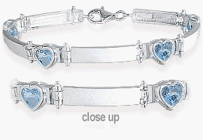 Ladies Aquamarine Sterling Silver Gem Heart Bracelet