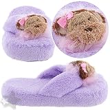 Lavender Teddy Bear Thong Slippers for Girls