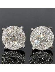 Diamond Stud Earring 1.85ctw XL Big Round Cluster Large Solitaires 11mm Screw bk