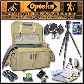 Opteka's Traveler's Essentials Kit by Opteka Package Inlcudes Excursion Series C900 Full-Size Waterproof Canvas Bag, 54-Inch Heavy Duty Tripod and Much More! For Nikon D80 & D70s Digital SLR Cameras