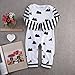 Baby Girl Boy Clothes Striped Bodysuit Romper Sleepwear Pajamas Outfits Costume (0-3 Months, White)