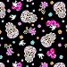 Day of The Dead Black Cotton Fabric by The Yard