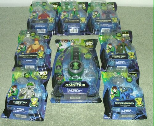 61kfcqspETL Ben 10 Alien Force 7 Alien Collection Chromastone Jet Ray Swampfire Humongosaur Echo Echo Spidermonkey Tennyson & Ultimate Omnitrix