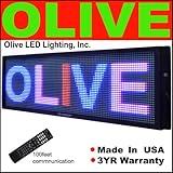 Olive LED Sign - Programmable Scrolling Message Board - 16 inch(h) x 53 inch(w), (Red, Blue, Pink)