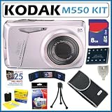 Kodak EasyShare M550 12MP Digital Camera with 5x Wide Angle Optical Zoom and 2.7 Inch LCD in Blue + 8GB Accessory Kit