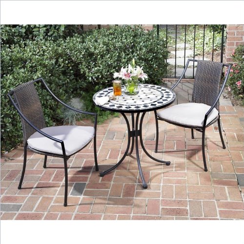 Home Styles Marble Bistro Table 2 Chairs in Black Gray