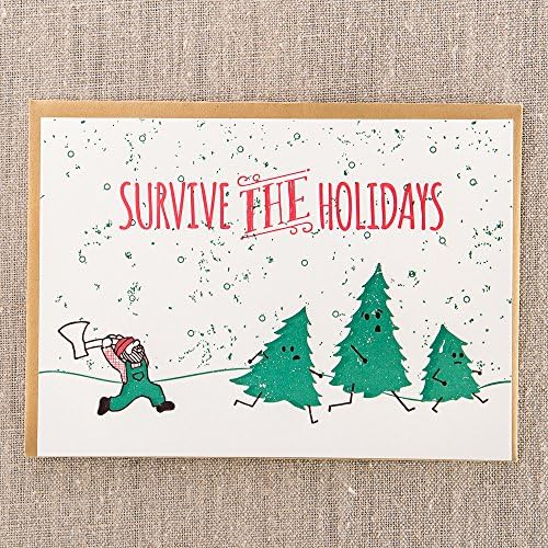 Survive The Holidays - Letterpress Christmas Greeting Card