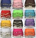 3 Rows Belly Dancing Dance Hip Scarf Skirt Bra Belt Gold/Silver Coins By A-Express