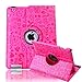 HDE Rotating iPad Case Magnetic Folding Leather Cover Folio Flip Stand for Apple iPad 2 iPad 3 iPad 4 (Pink Cartoon)