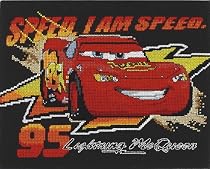 Disney Pixar Cars Lightning McQueen Counted Cross Stitch Kit-10"X8" 14 Count